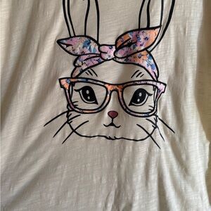 Cato White Tee with Bunny Graphic